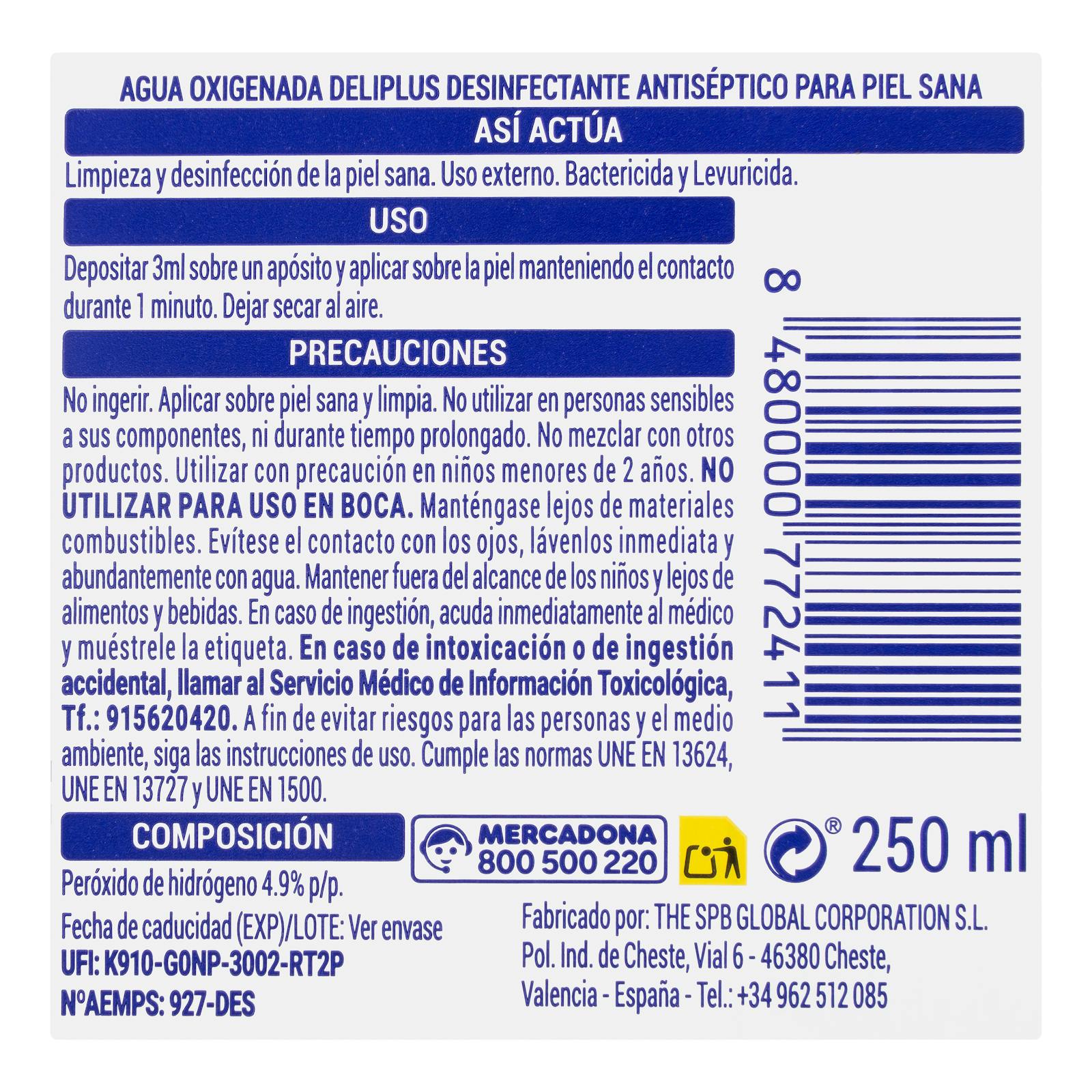 Désinfectant antiseptique au peroxyde d'hydrogène Deliplus
