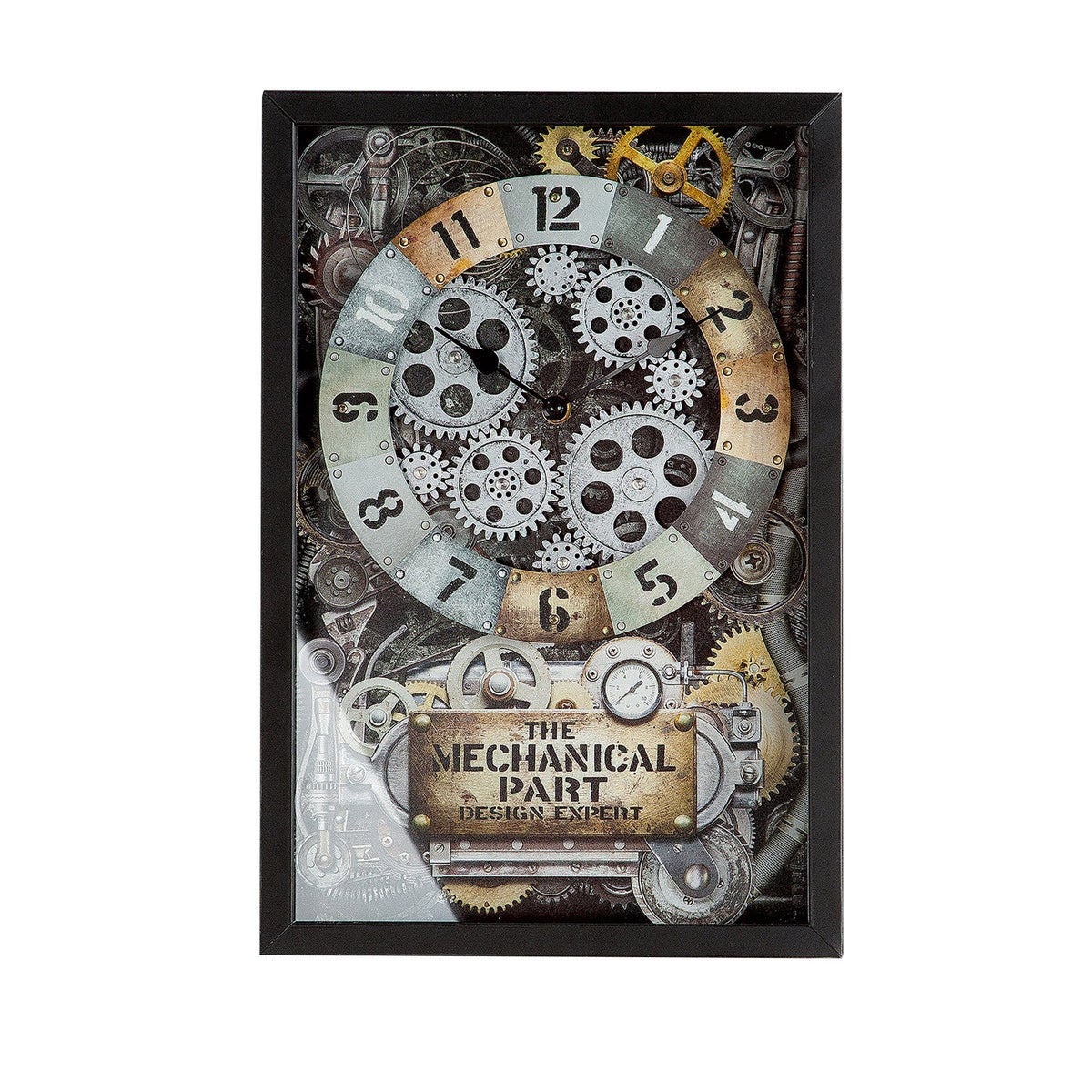 GILDE wandklok, decoratief, hoogte 40,5 cm, breedte 27,5 cm, champagnekleur, zwart, zilverkleur, glas, metaal