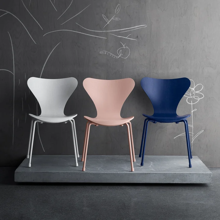 Fritz Hansen - Serie 7 Kinderstuhl, Chrom / wild rose