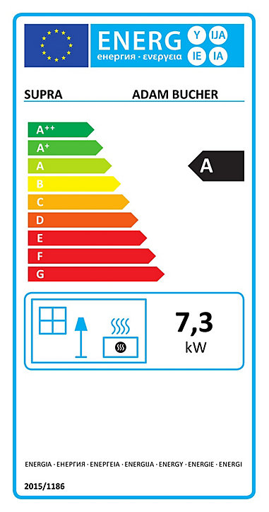 Poêle à bois en fonte Supra Adam bûcher 7.3kW 150m²