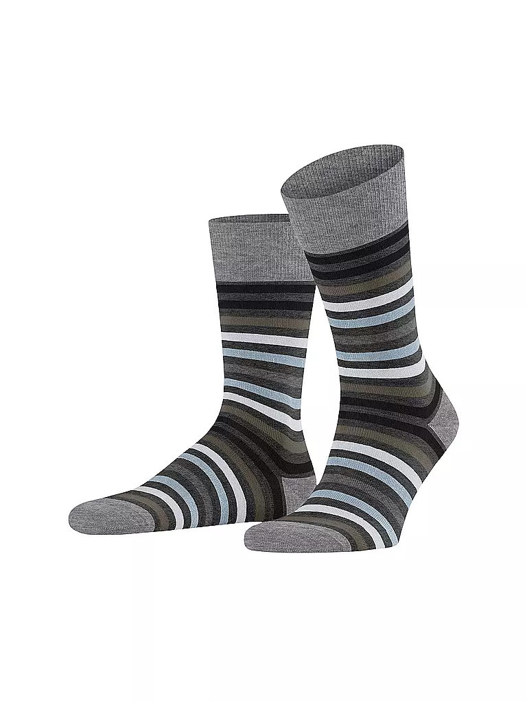 FALKE Socken TINTED STRIPE asphalt mel hellgrau