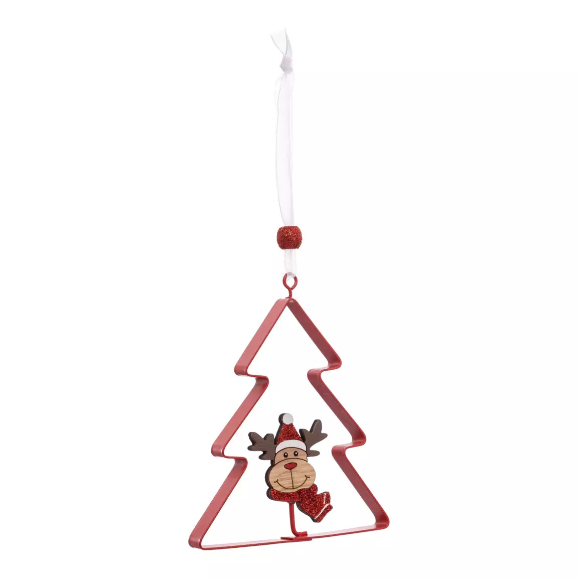 Sapin de Noël (H13 cm) Joli renne Rouge