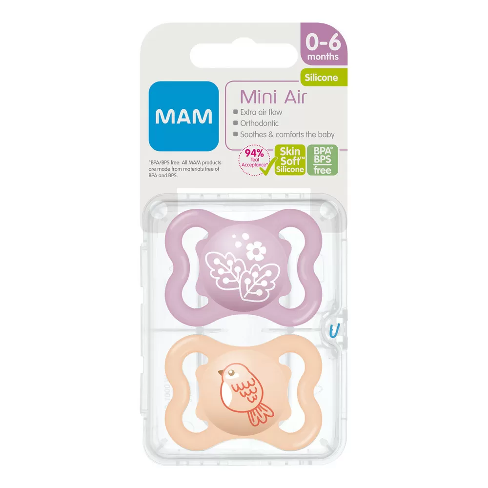 MAM Air Silicone Pink 0-6 mdr. - 2 stk.