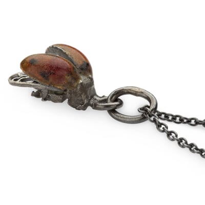 Kette mit Anhänger Marienkäfer emailliert, Rot
