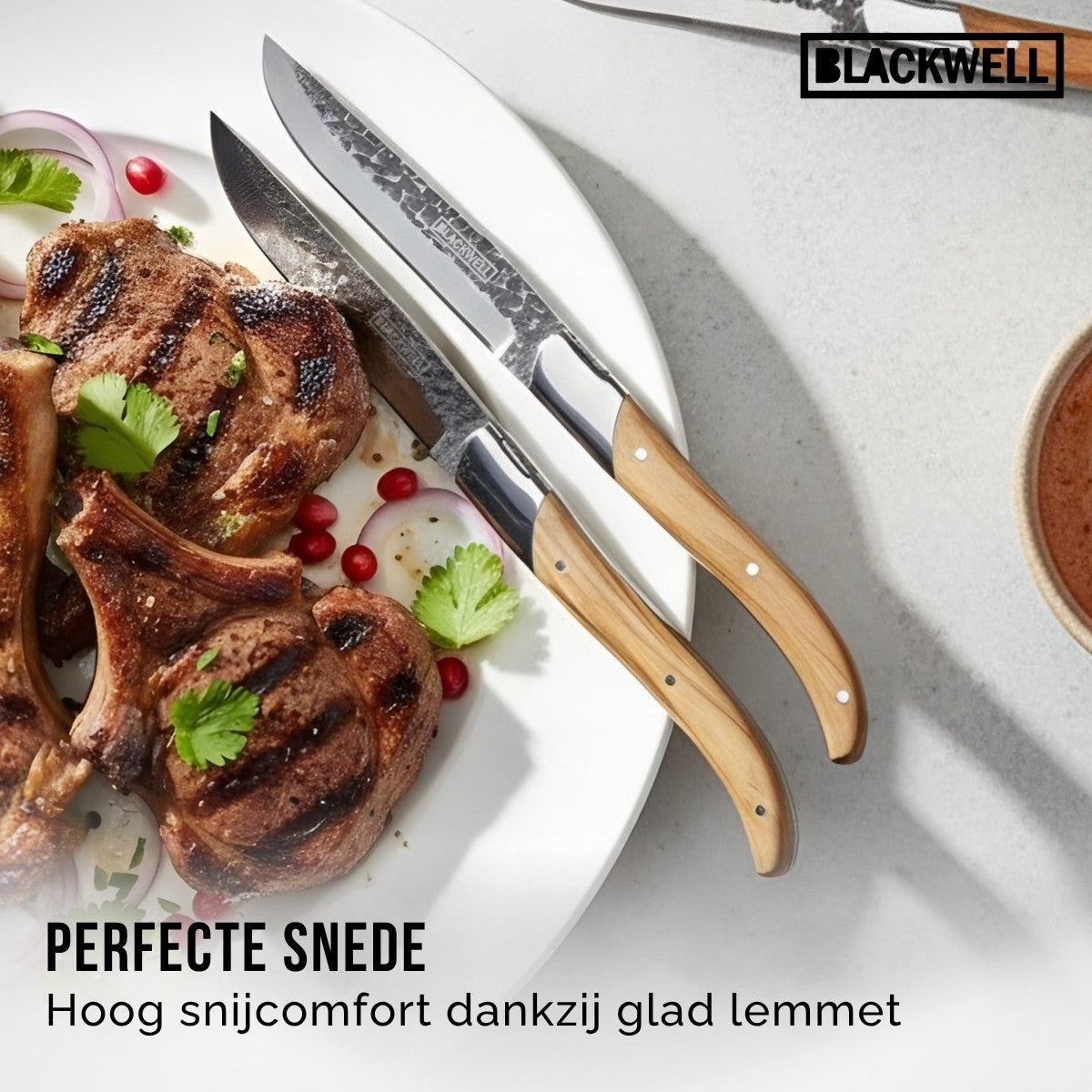 Blackwell Steakmessen Laguiole - Raw Black - Olijfhout - 6 Stuks