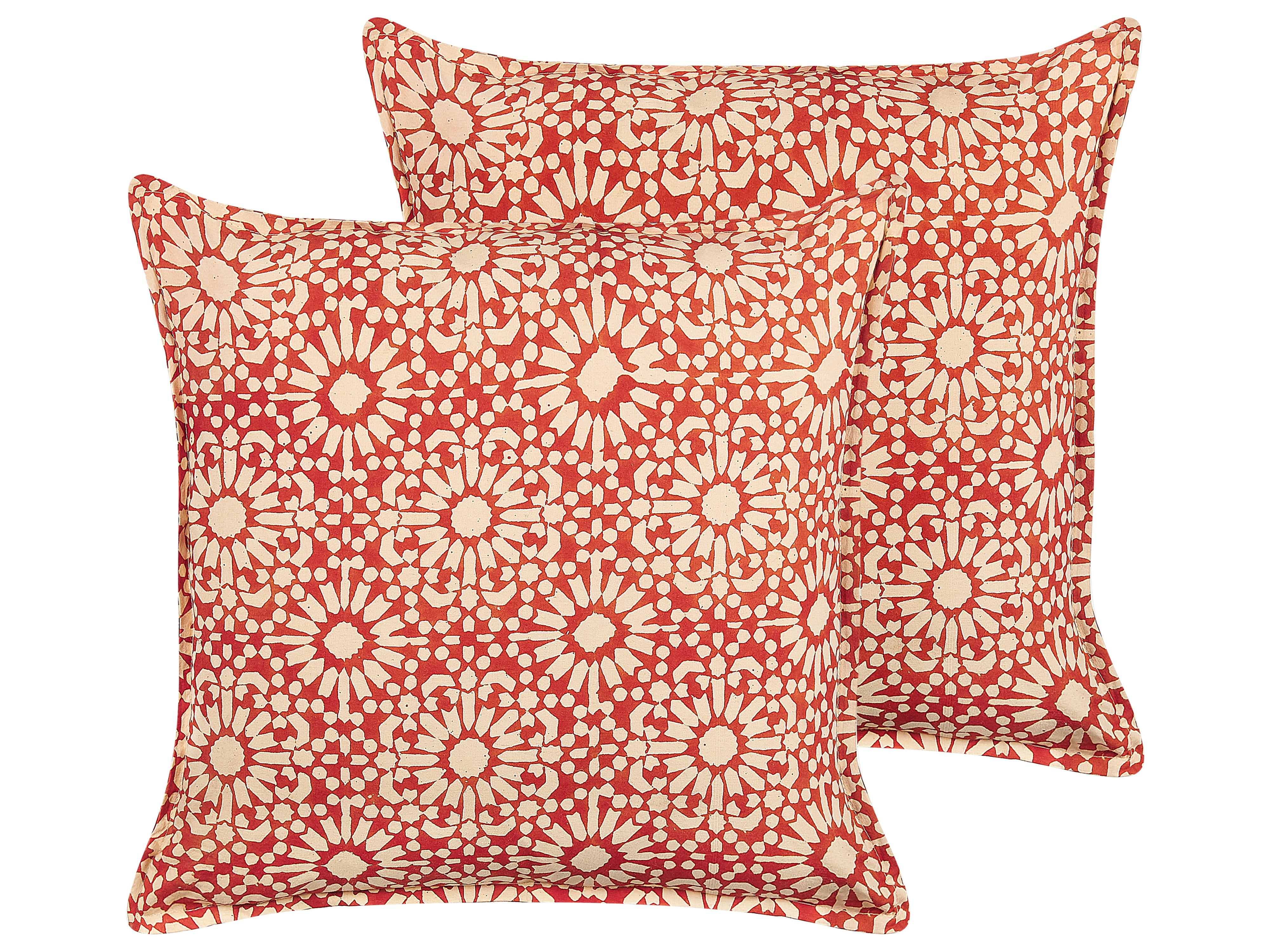 Set van 2 sierkussens CEIBA Katoen 45 x 45 cm Rood geometrisch patroon