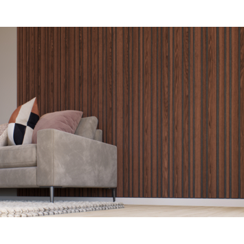 Lattenwand Decowall Acoustic Blend walnoot, combinatie van verschillende  breedtes, 260x30cm, 2 stuks (1.56m2)