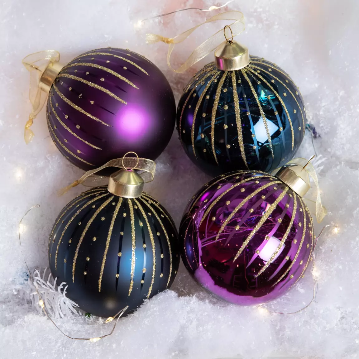 Lot de 12 boules de Noël (D80 mm) en verre Tala Violet