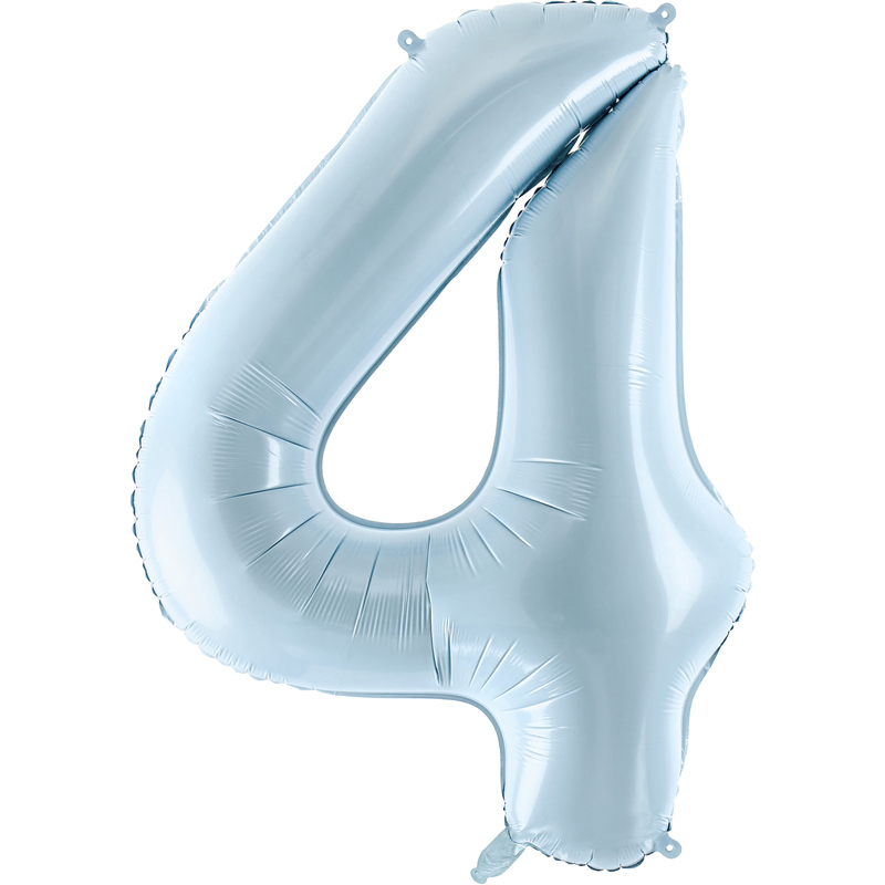 Partydeco Folienballon Zahl 4, hellblau