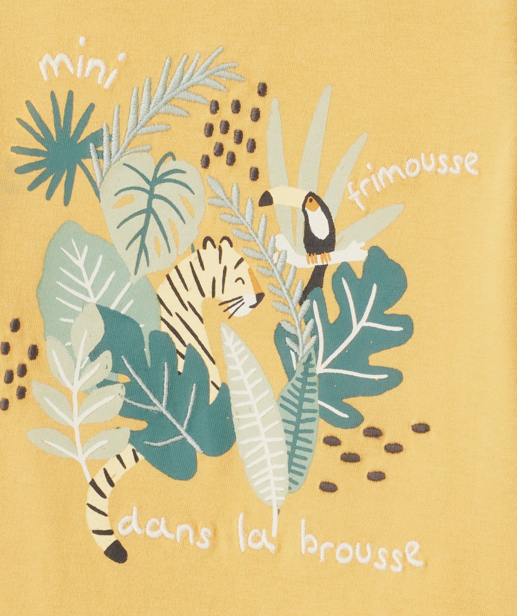 T-SHIRT BÉBÉ GARÇON JAUNE EN FIBRES RECYCLÉES AVEC ANIMATION