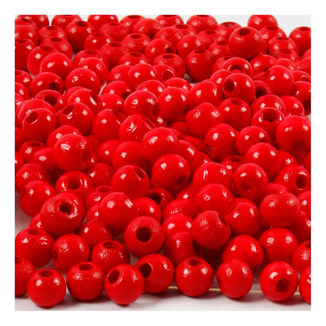 Houten Kralen Rood, 150st.