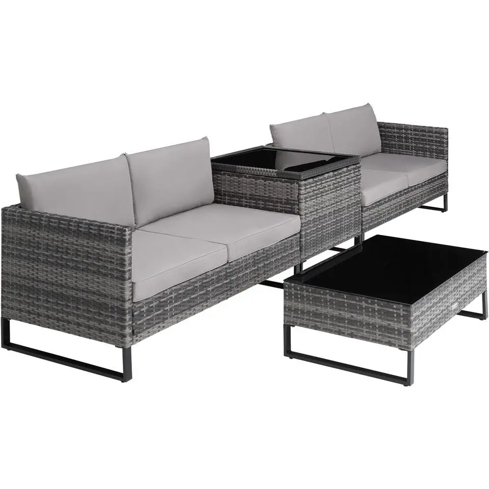 tectake -Loungeset Ostuni - wicker - grijs