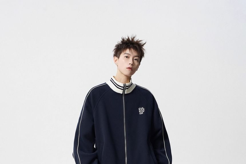 Neonity Wear - Gestreept baseballjack met coltrui en rits