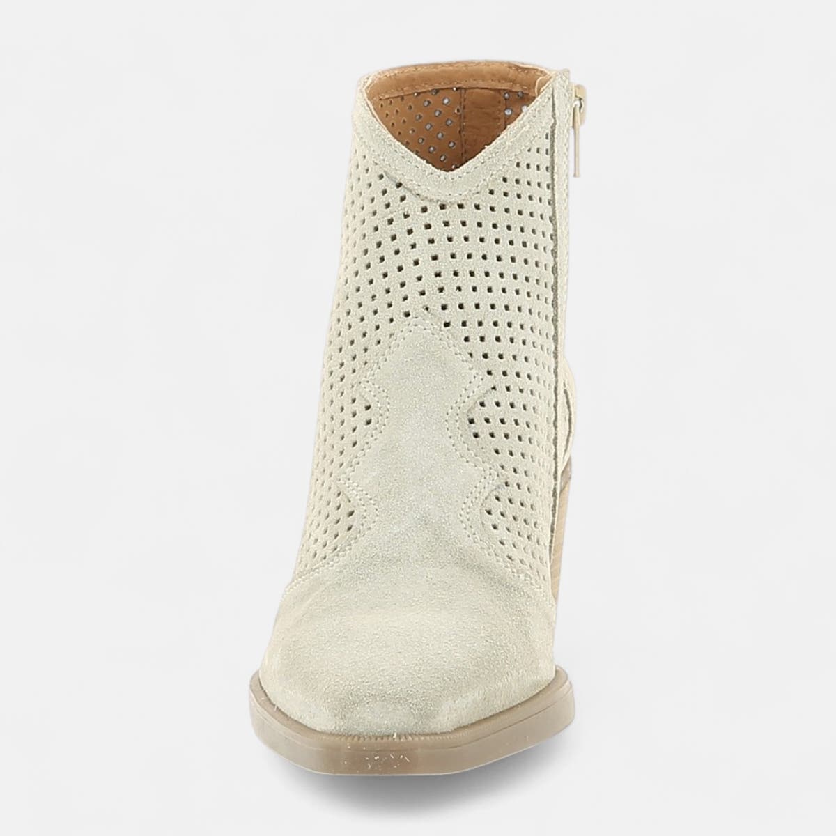 Santiags à talon Femme en cuir beige