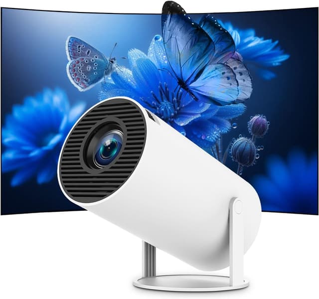 NÖRDIC Mini Portable Projector – 720p HD-understøttelse, Android 11, WiFi 6, BT 5.0, 180° rotation, hjemmebiografprojektor