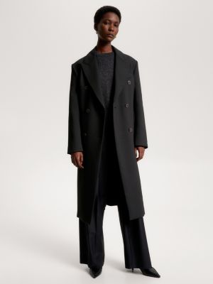 Trench coat de corte reto e abotoamento duplo