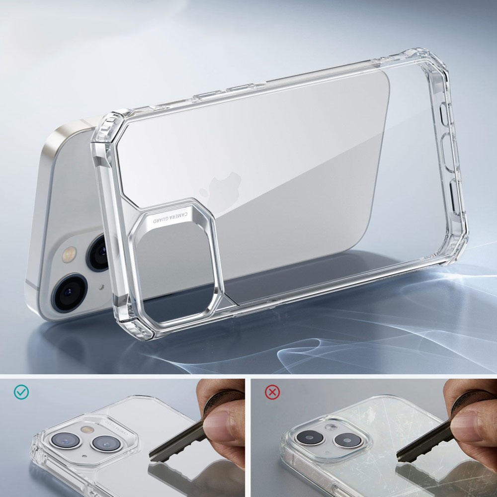 iPhone 15 Pro Max Air Armor Series Hybrid Hülle TPU Bumper Acryl Rückseite   Air Cushion Fallschutz - Schwarz / Transparent