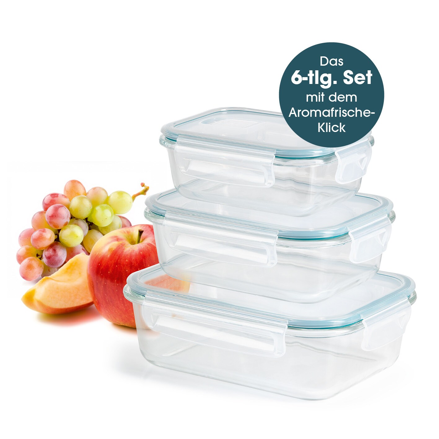 GOURMETmaxx Glas-Frischhaltedosen Klick-it 6-tlg.