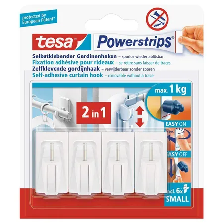 tesa Powerstrips Vario Gardinenhaken 4 Stück