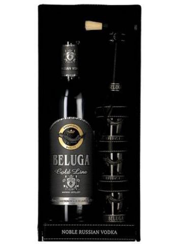 Coffret Beluga Gold Line en coffret avec 3 verres à shots - Beluga