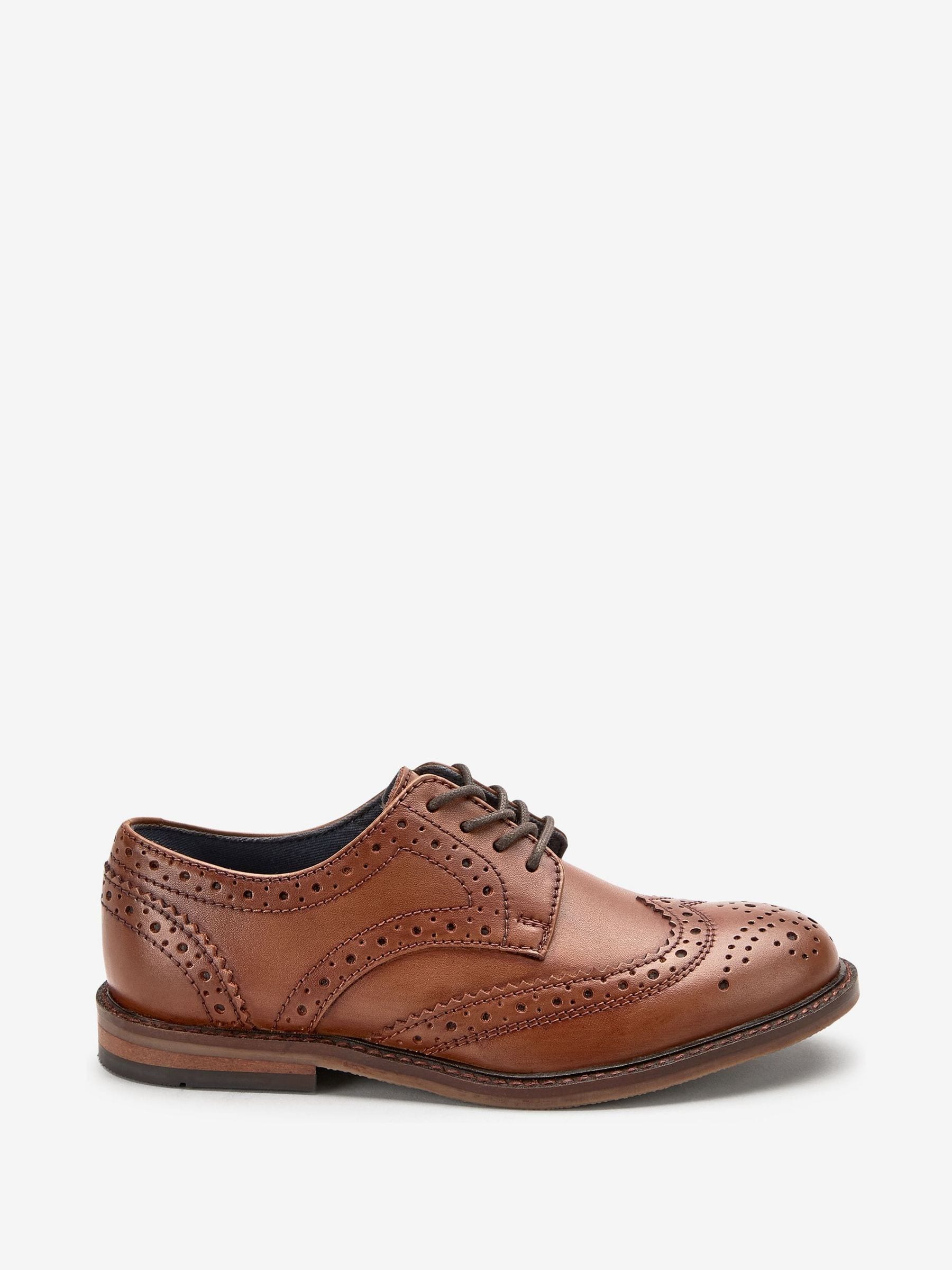 Lichtbruin - Leren Brogue schoenen met veters