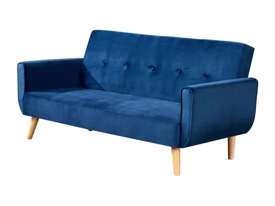 Canapé scandinave convertible 3 places velours bleu nuit BERLIN