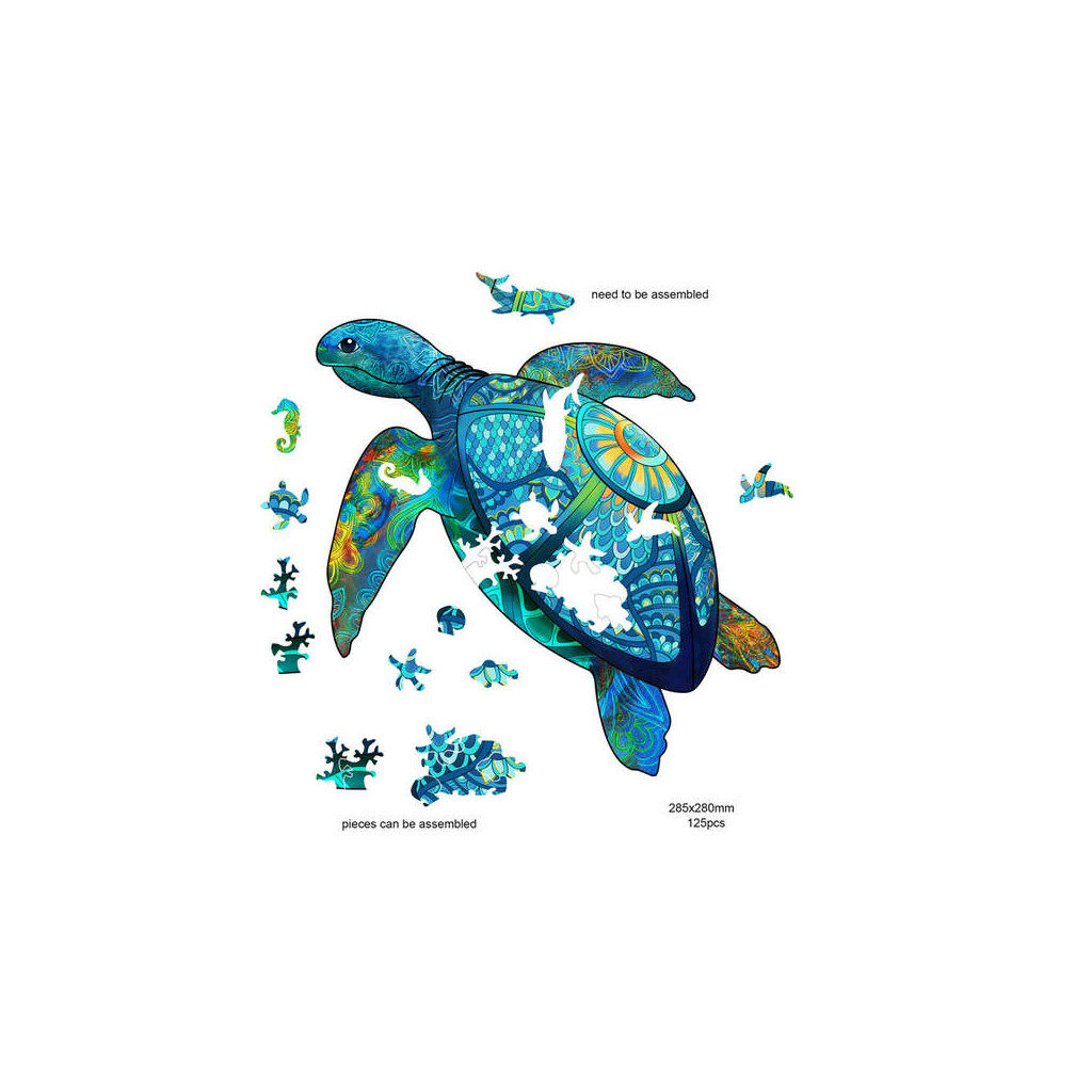 Rainbow Puzzle en bois - Tortue - 125 pièces