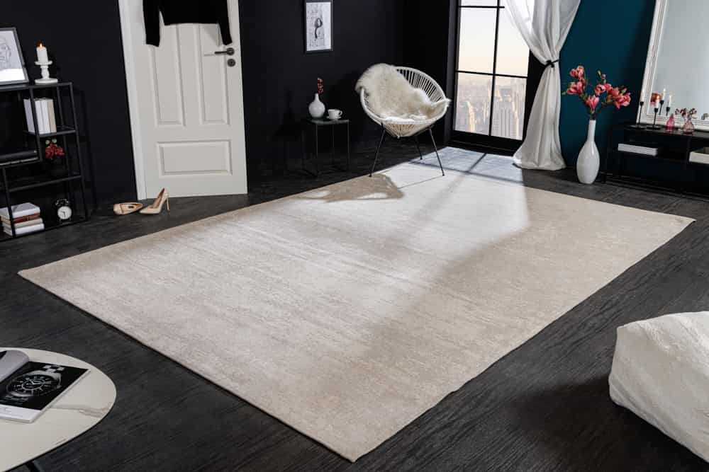 Design Teppich MODERN ART XXL 350x240cm beige Used Look Baumwolle Vintage Flachgewebe