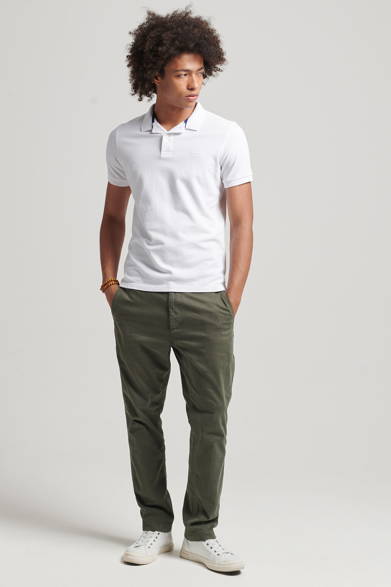 Camisa polo Superdry Classic Piqué - Branca
