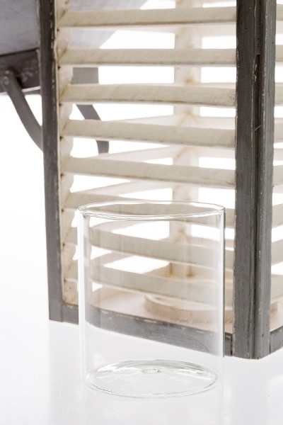 Holzlaterne AGDA - grau-weiß - Lamellenoptik