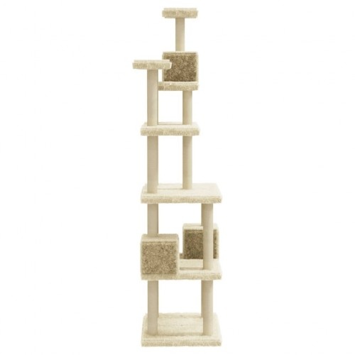 Árvore para gatos Vidaxl com 6 níveis e 3 casinhas, cor creme.