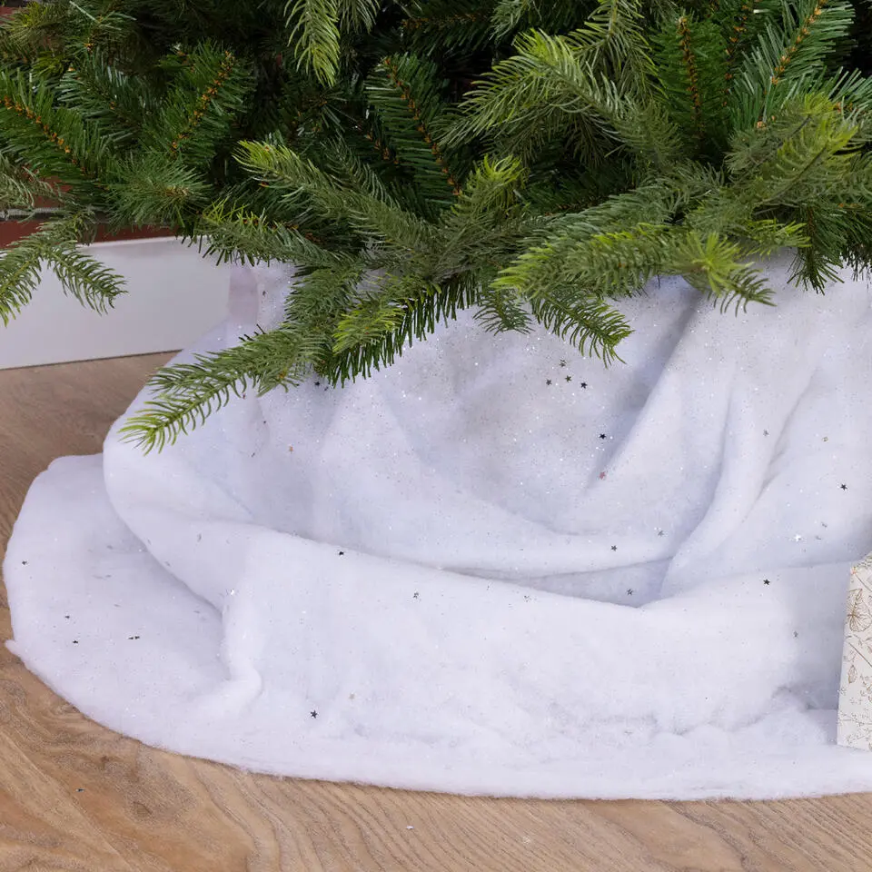 Decoris Kerstboomrok - wit - glitter - D100 cm