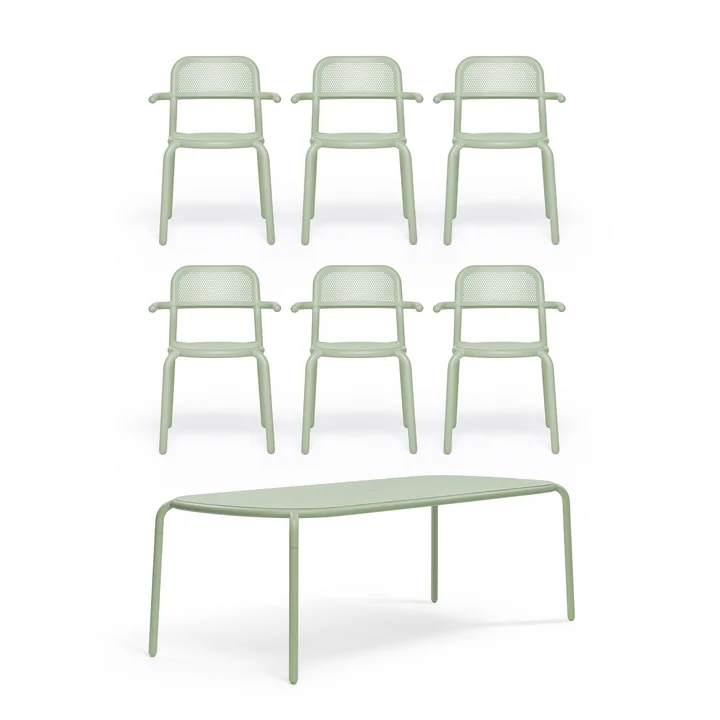 Fatboy - Toní Tablo Tisch   Armlehnstuhl, mist green (7er-Set)