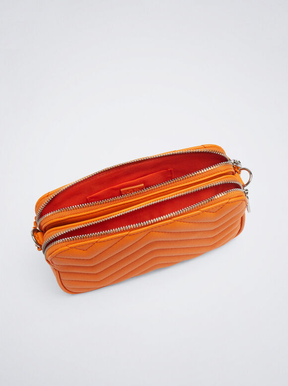 Bolsa matelassada com corrente - Laranja
