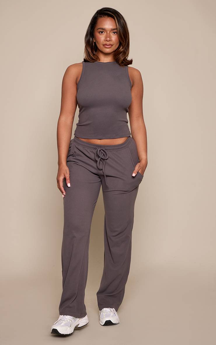 Gris Débardeur Dos Nageur Shape Toucher Doux