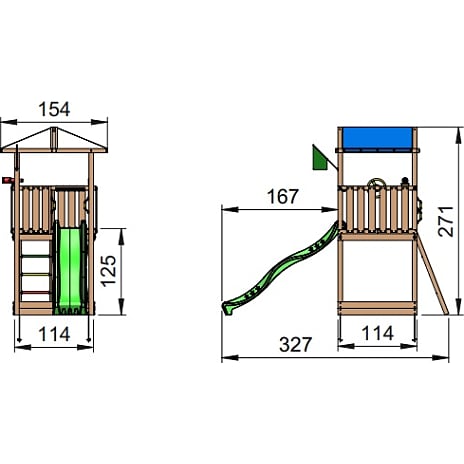 Jungle Gym Hut legetårn komplet inkl. rutschebane