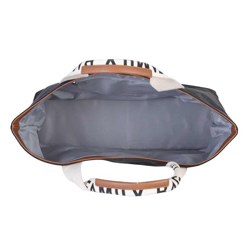 Sac à langer signature + pochette Family Bag noir - Ecru