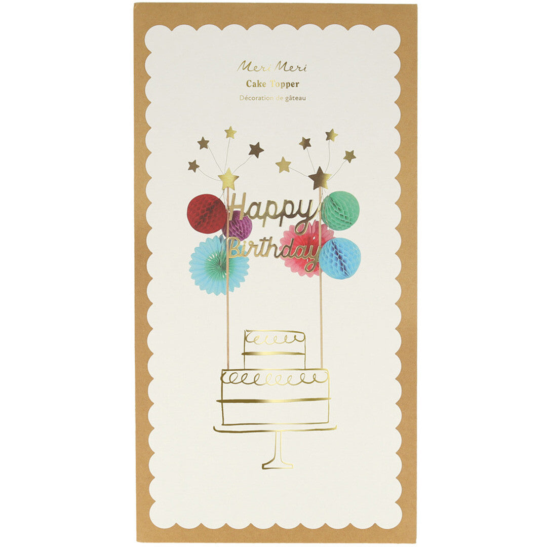 Meri meri taartversiering happy birthday goud