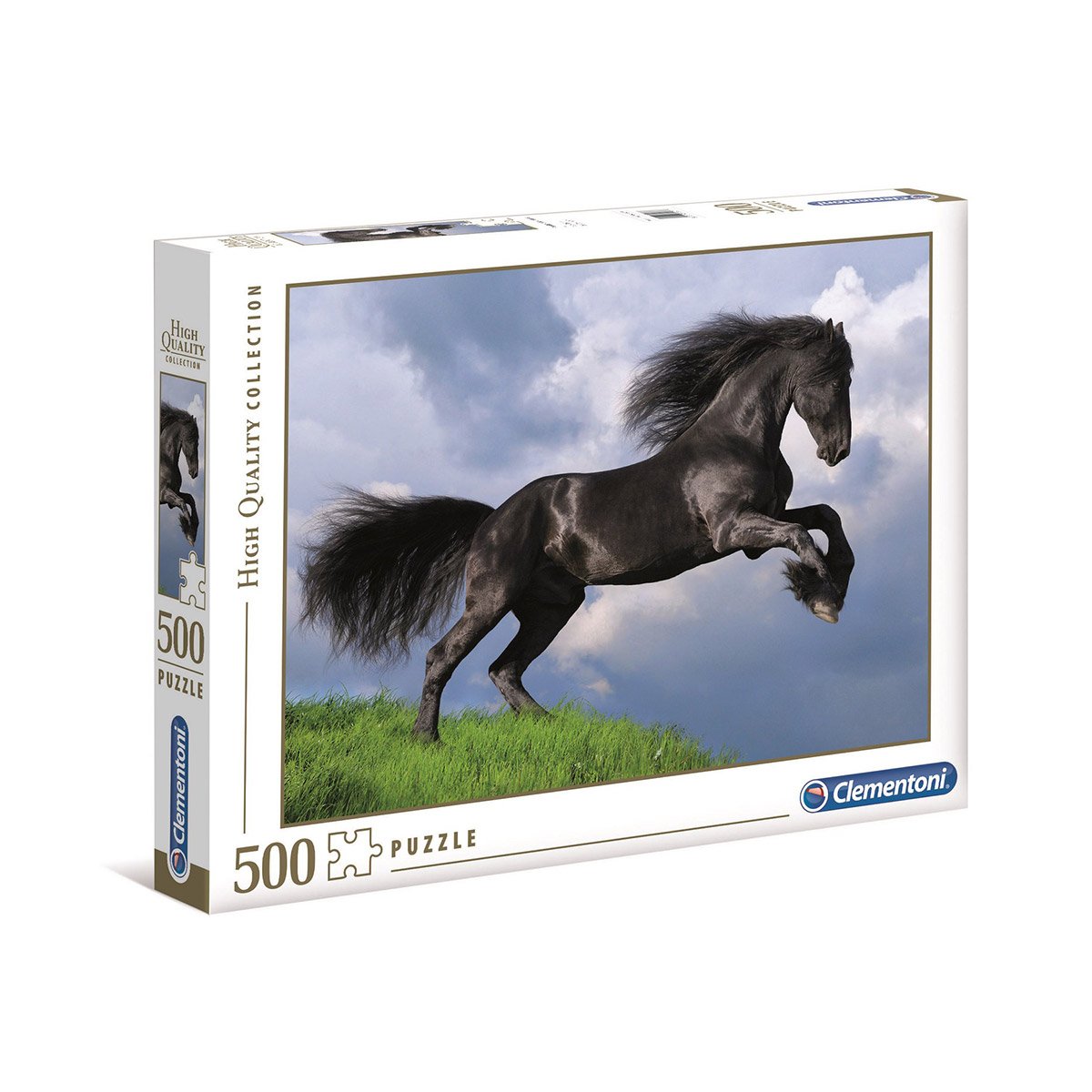 Puzzle 500 pièces cheval Frison noir