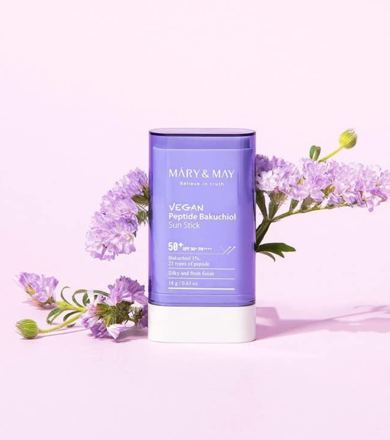 Mary & May - Protetor solar em bastão SPF50+ PA++++ Vegan Peptide Bakuchiol
