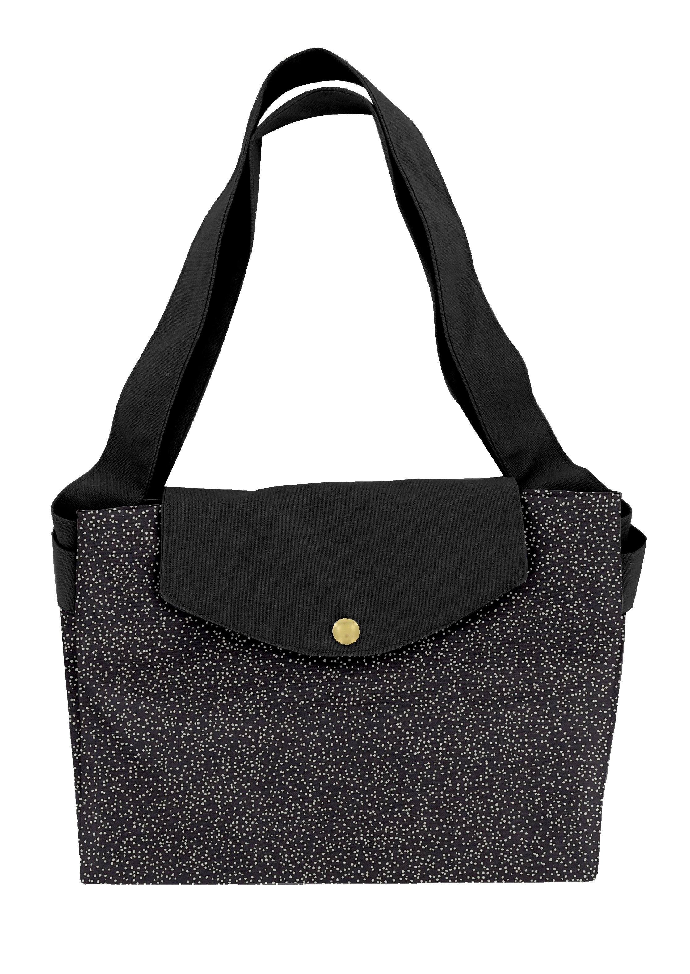 Grand Sac Cabas En Tissu Noir Pailleté