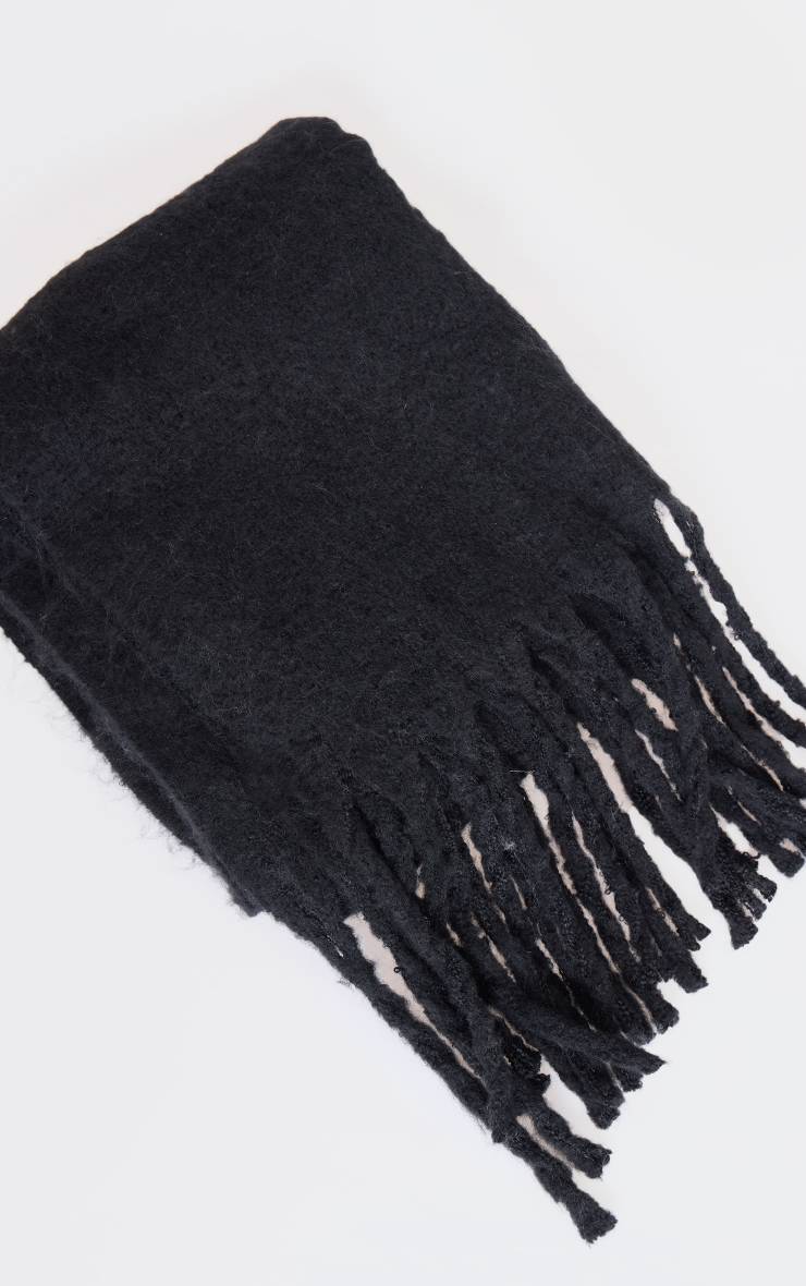 Noir Écharpe Douce À Pompons Style Plaid