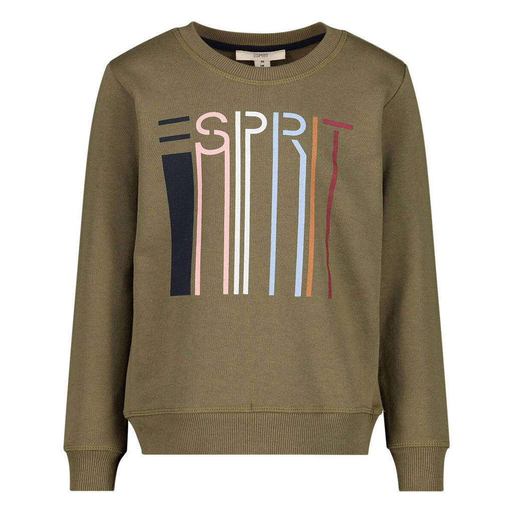 ESPRIT sweater met logo kaki groen