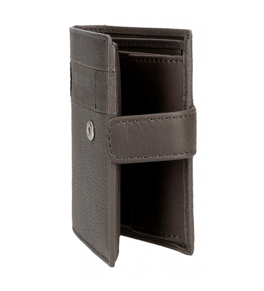 Carteira Pepe Jeans Checkbox em couro com fecho de clique, cinza