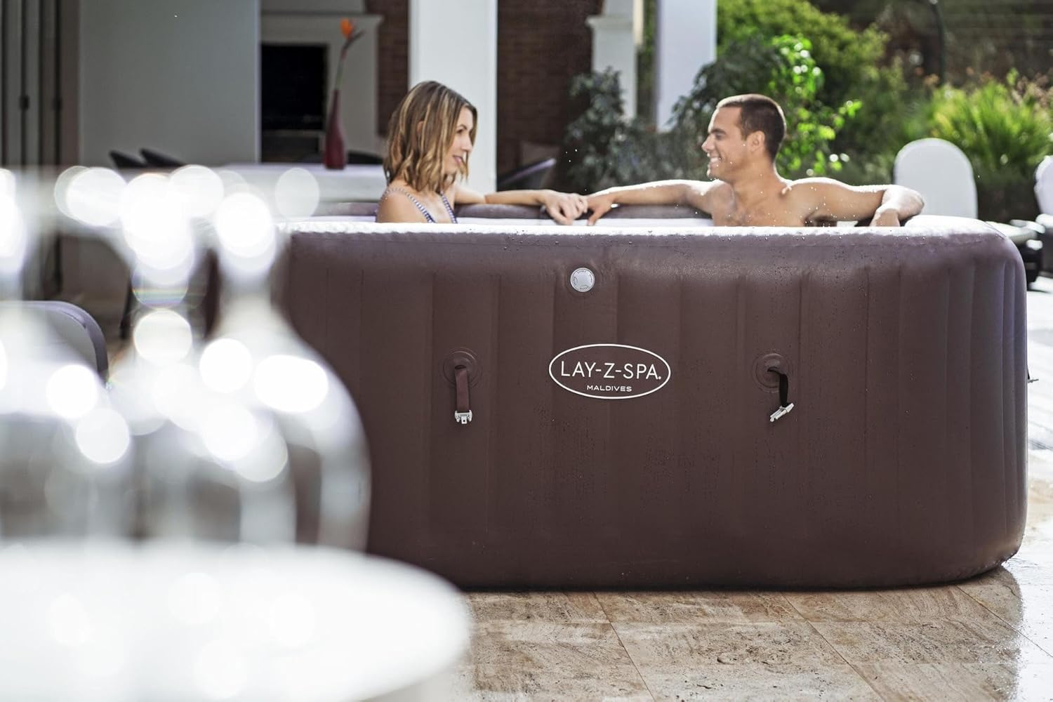 Bestway® Lay-Z-SPA® Maldives HydroJet Pro™ Whirlpool, 201 x 201 x 80 cm, 5-7 Personen, eckig, braun
