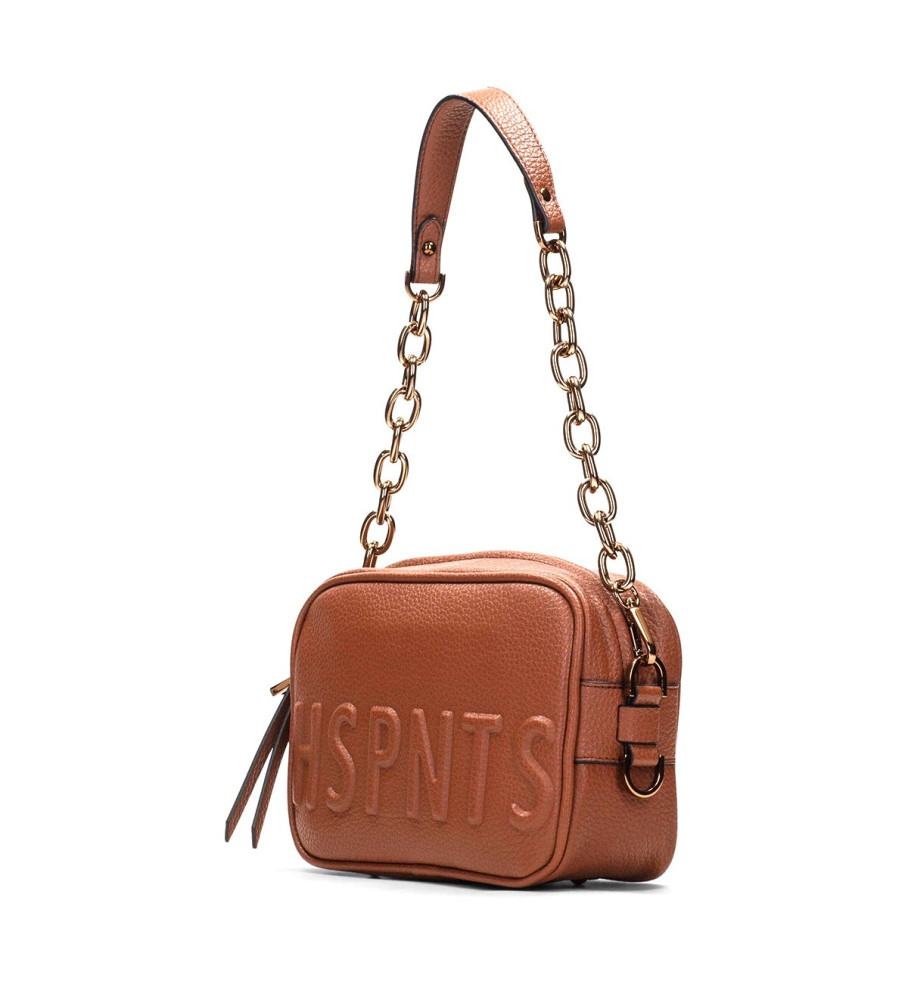 Bolsa transversal Hispanitas com logotipo marrom
