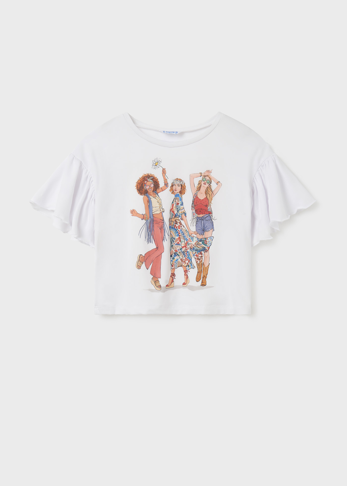 Camiseta de manga curta com estampa para meninas