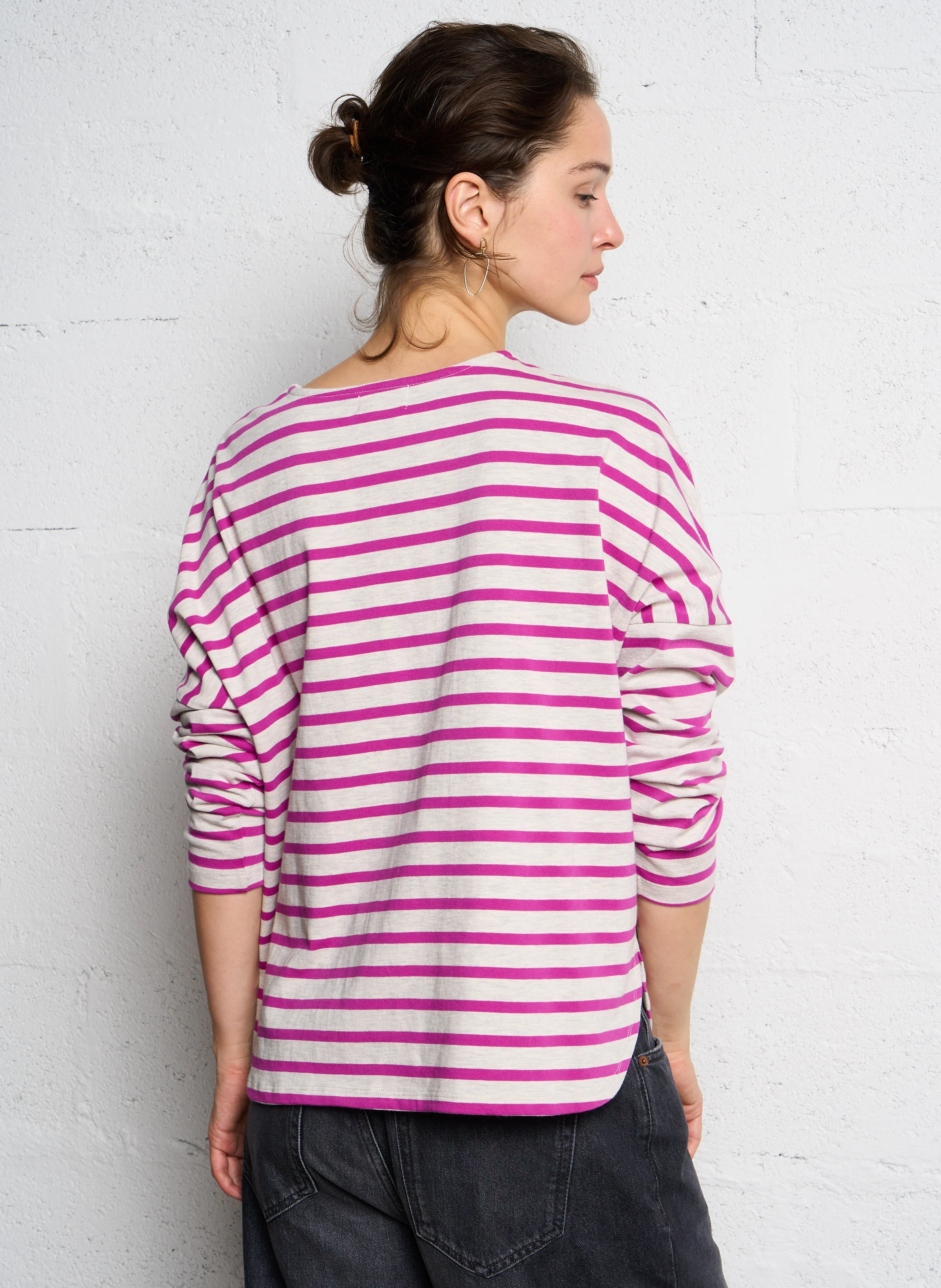FILLY - Tee-shirt manches longues rayé en coton | Rose