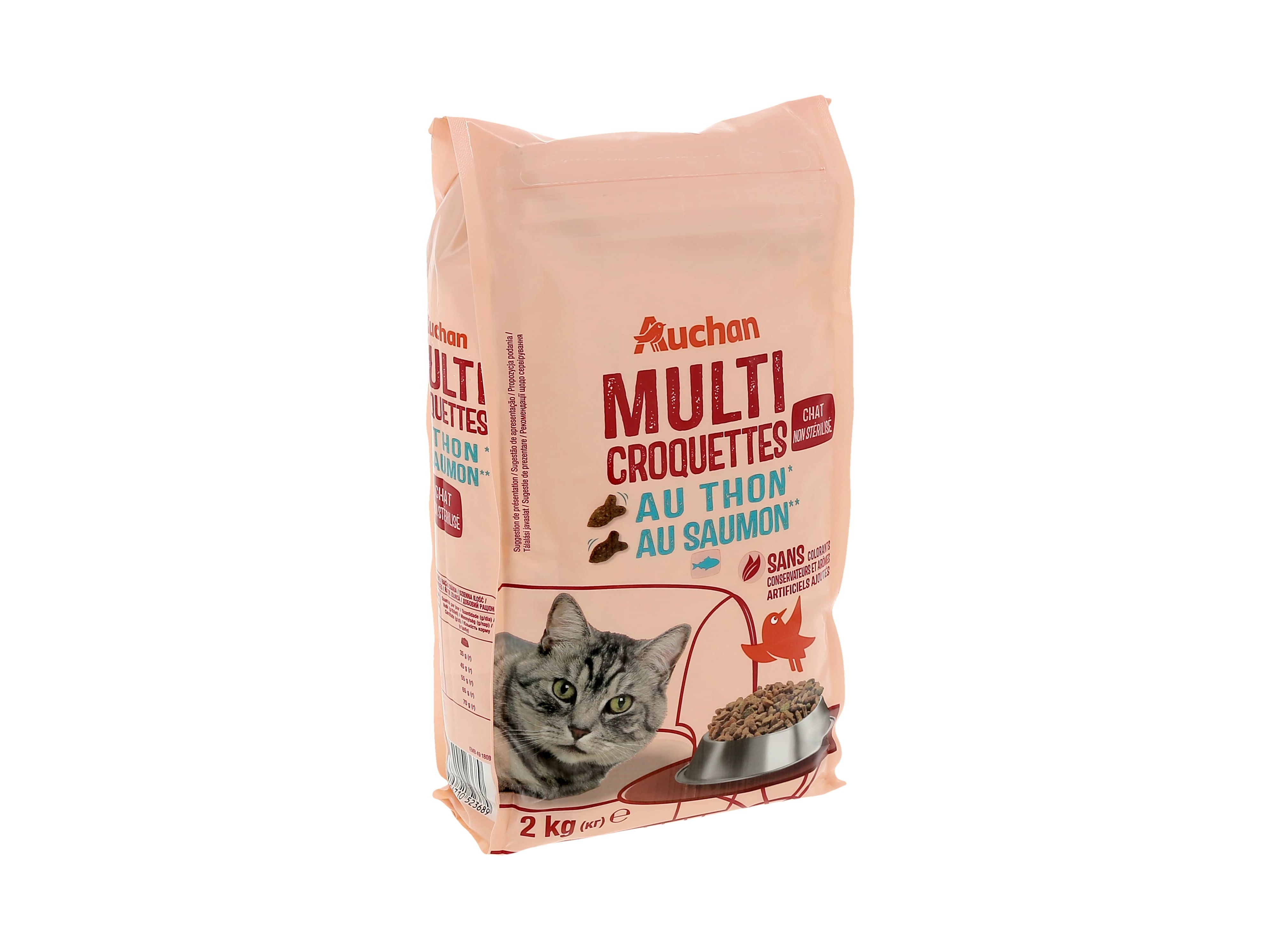RAÇÃO PARA GATO AUCHAN NÃO ESTERILIZADO COM ATUME E COM SALMÃO 2KG