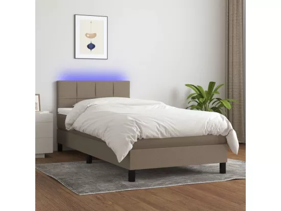 Sommier tapissier avec matelas et LED Taupe 90x190 cm Tissu
